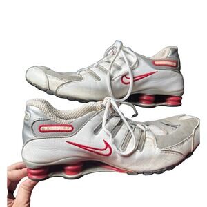 Nike Shox NZ White Metallic Silver Red Running Shoes 315161-104 Mens 12